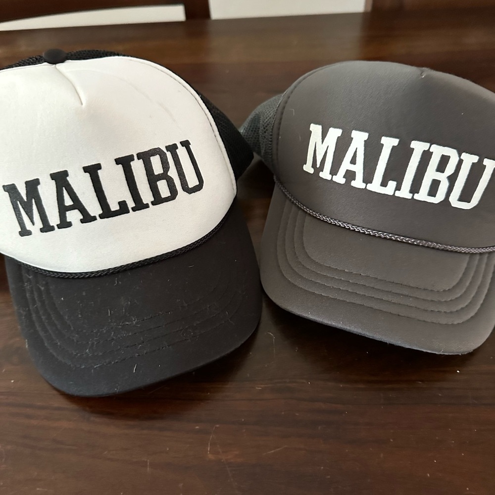 Malibu Youth High Crown Foam Trucker Hats in white/black and grey set of 2